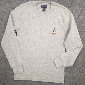 Polo by Ralph Lauren Heather Gray Long Sleeve Thermal with Embroidered Bear